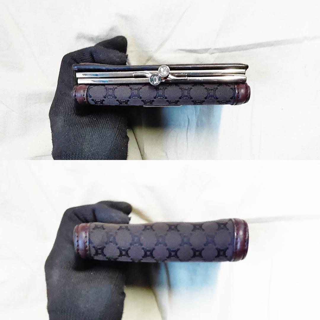 箱付き セリーヌ がま口 財布 CELINE トリオンフ キャンバス ブラウン