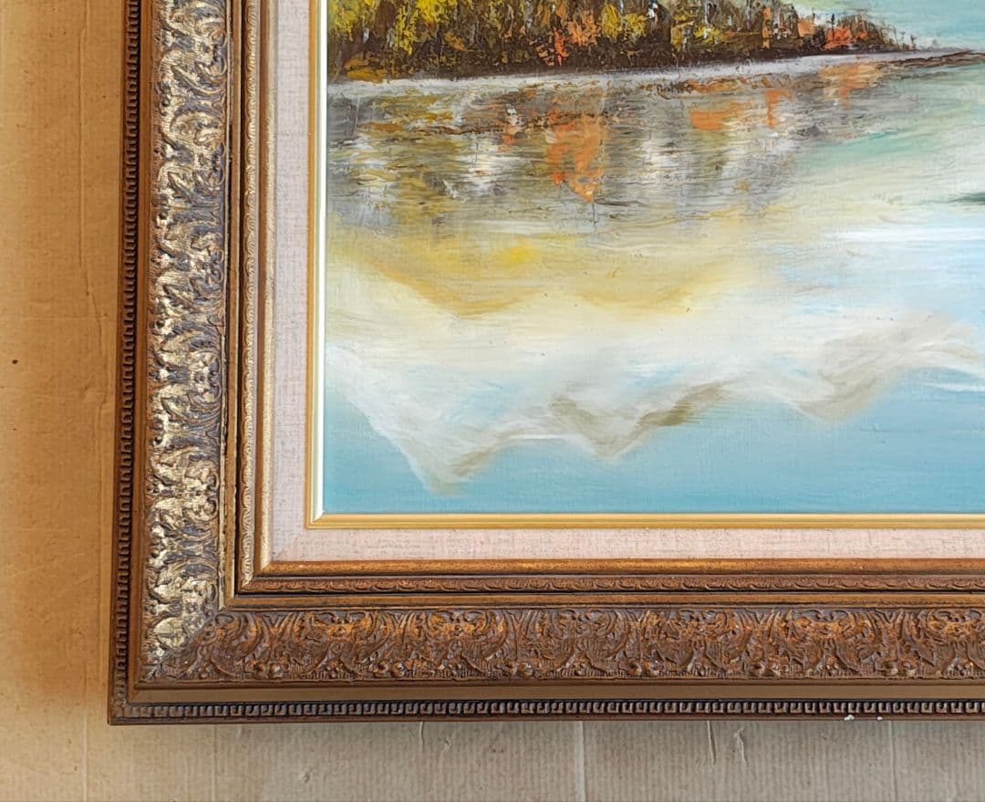 油絵・額縁セット F12号 アンティーク調 ゴールド 豪華 油彩画 風景画
