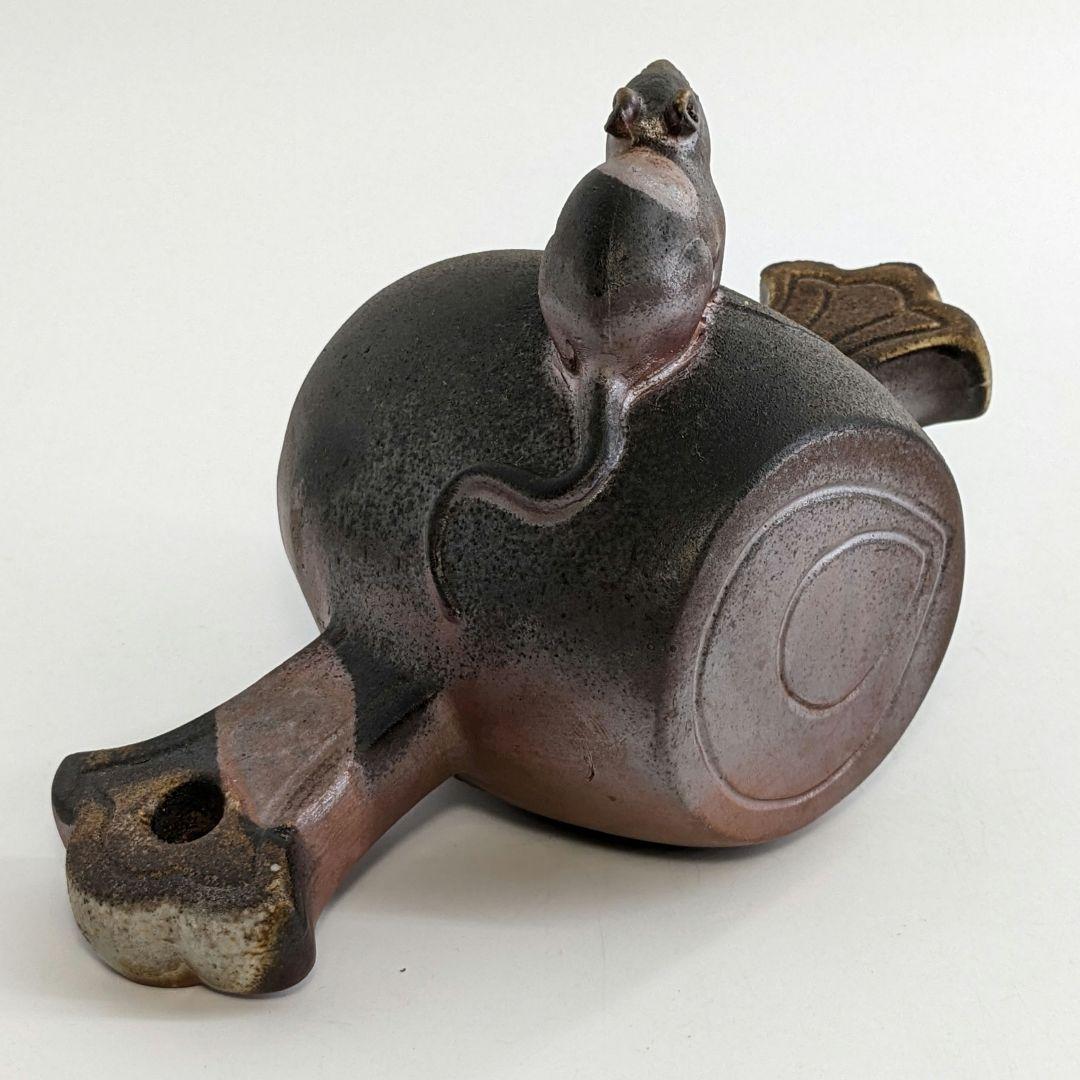 岡山県重要無形文化財 松井與之 備前焼 干支子置物 共箱共布栞 打ち出の小槌