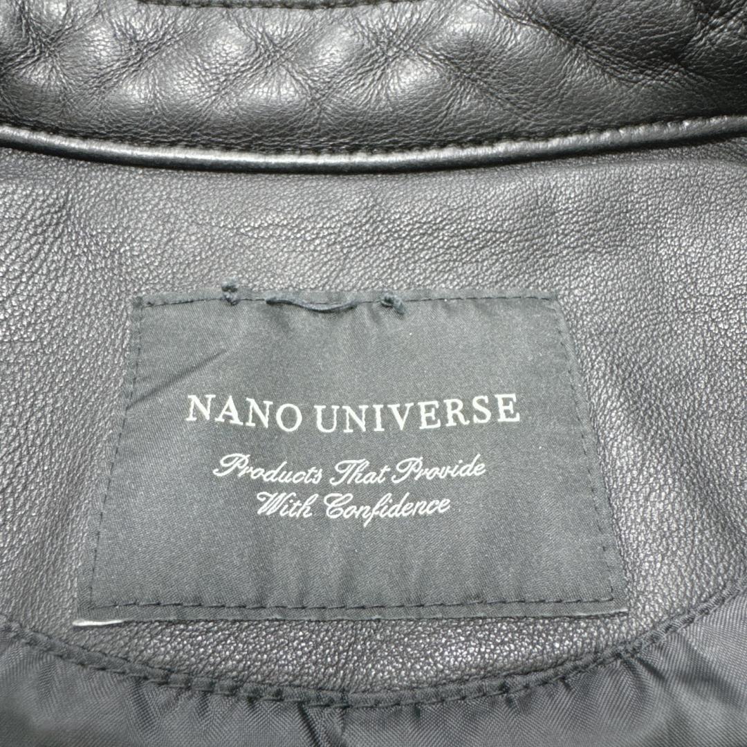 美品⭐️ナノユニバース レザーシングルライダースジャケット 黒 L ラムレザー