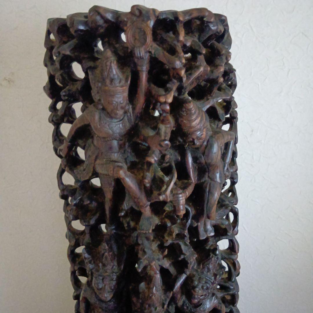 木製彫刻装飾 アジアンスタイル 仏像 骨董 アンティーク