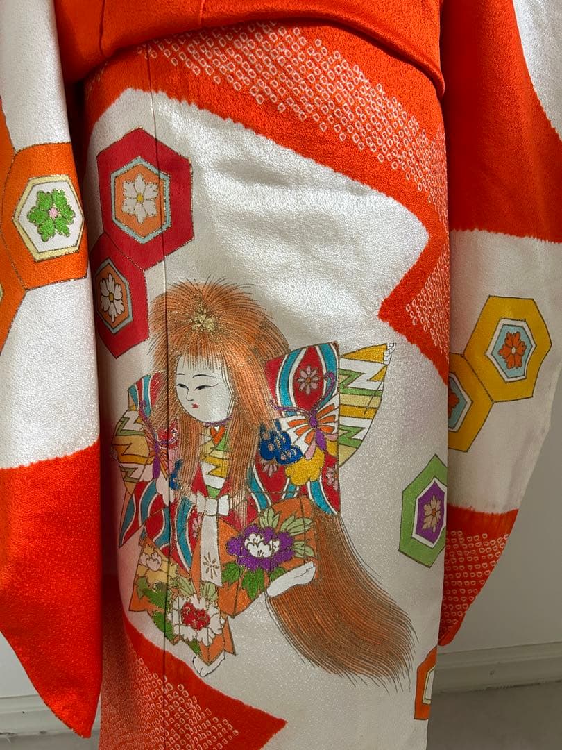 7歳　七五三　正絹着物　手描き古典柄　帯　帯揚げ　帯締め　しごき　セット