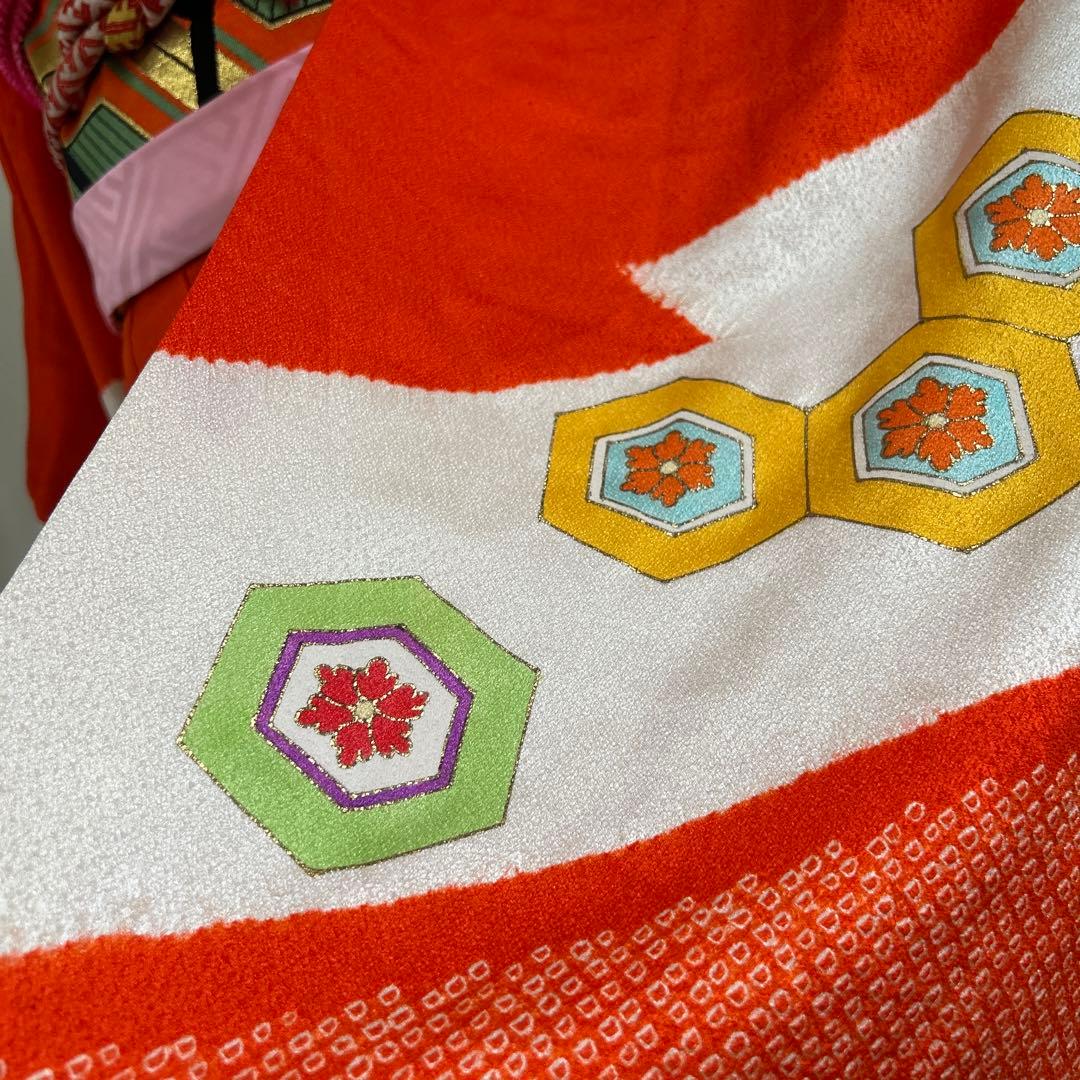 7歳　七五三　正絹着物　手描き古典柄　帯　帯揚げ　帯締め　しごき　セット