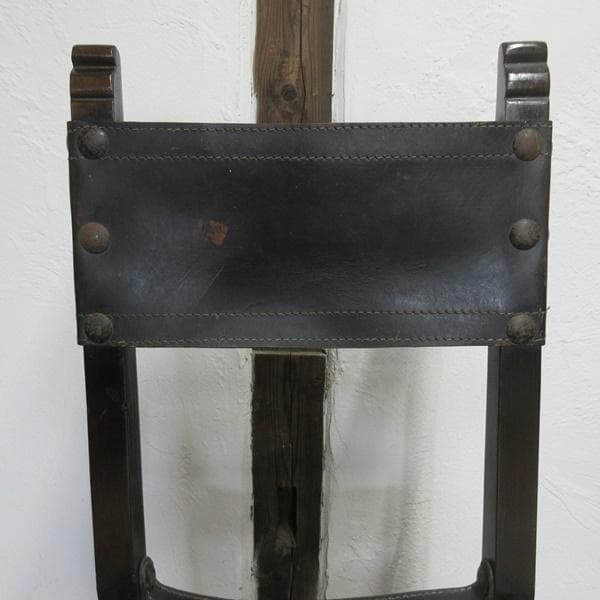 イギリス アンティーク 家具 ホールチェア リアルレザー 椅子 イス 4771d