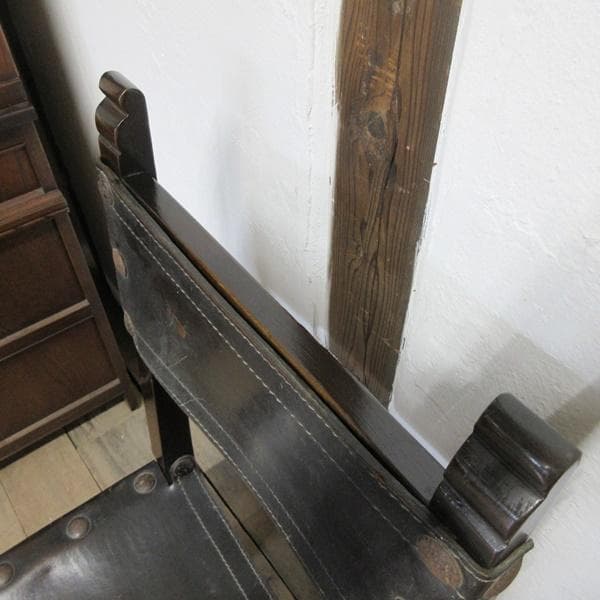 イギリス アンティーク 家具 ホールチェア リアルレザー 椅子 イス 4771d