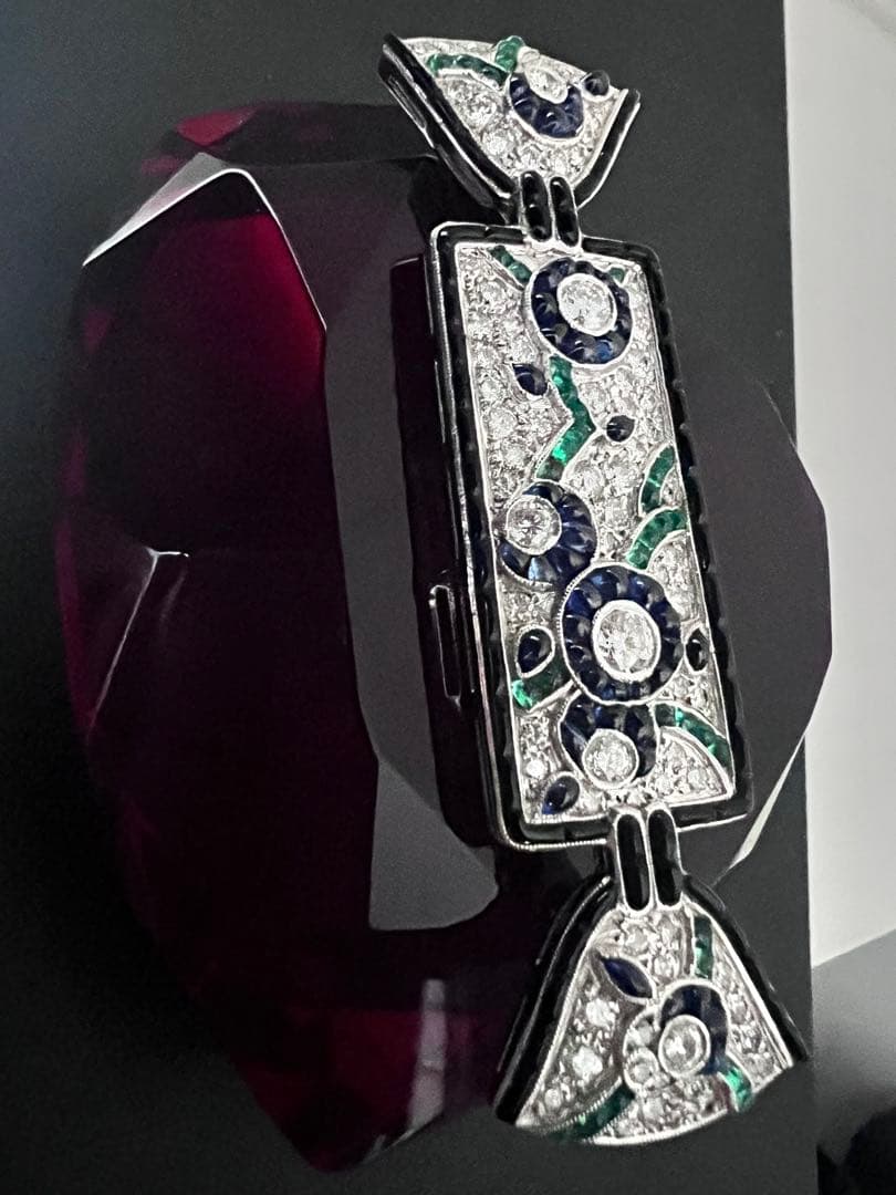 Vintage K18 WGダイヤモンド ブローチ Brooch 約19g