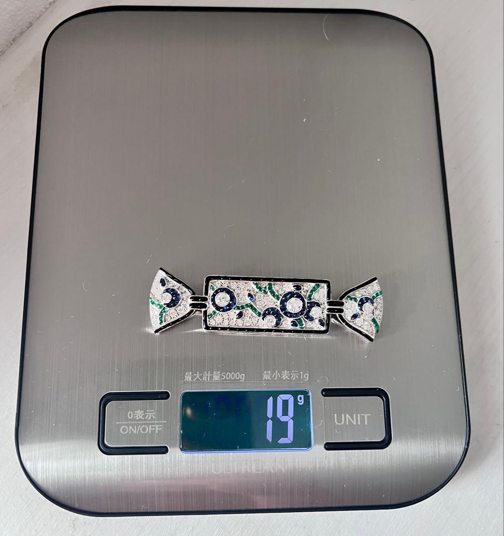 Vintage K18 WGダイヤモンド ブローチ Brooch 約19g