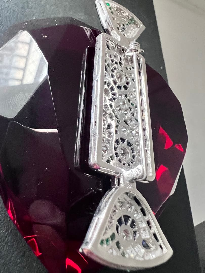 Vintage K18 WGダイヤモンド ブローチ Brooch 約19g