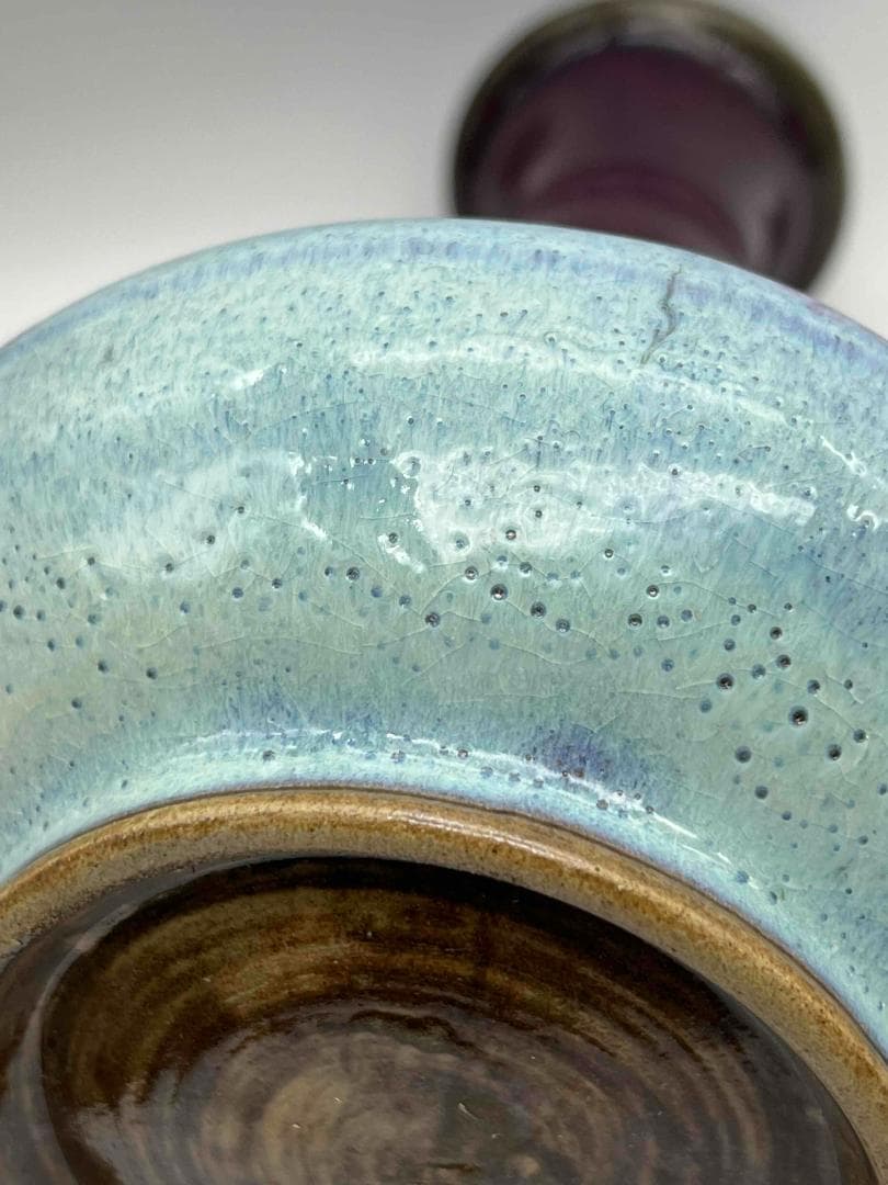 清時代　鈞窯　窯変釉 弦文瓶　旧家蔵出し　花入　花瓶(B-91)