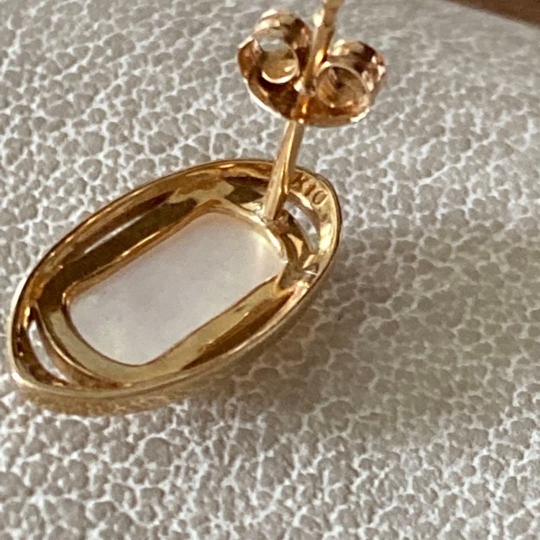 美品　アガット　ホワイトシェル　k10 ピアス