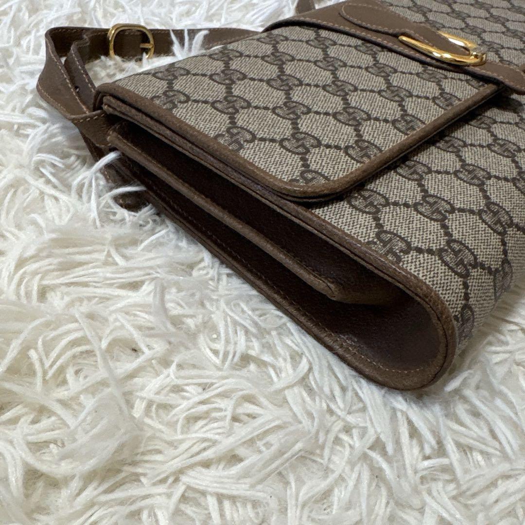 希少 レア オールドグッチ GG 総柄 レザー ショルダーバッグ ポシェット