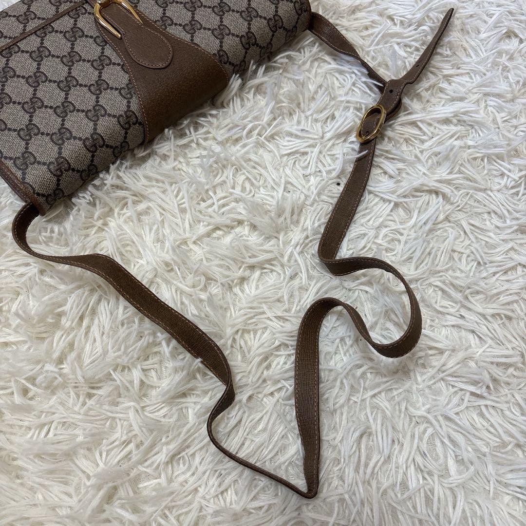 希少 レア オールドグッチ GG 総柄 レザー ショルダーバッグ ポシェット