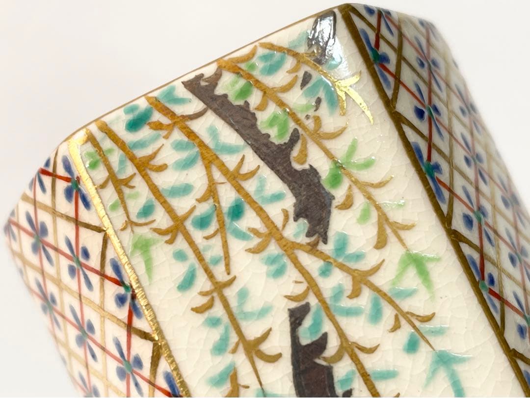 茶道具　花蝶窯　手塚充　石雲　仁清写六角　花　蓋置　共箱　桜　桔梗　柳