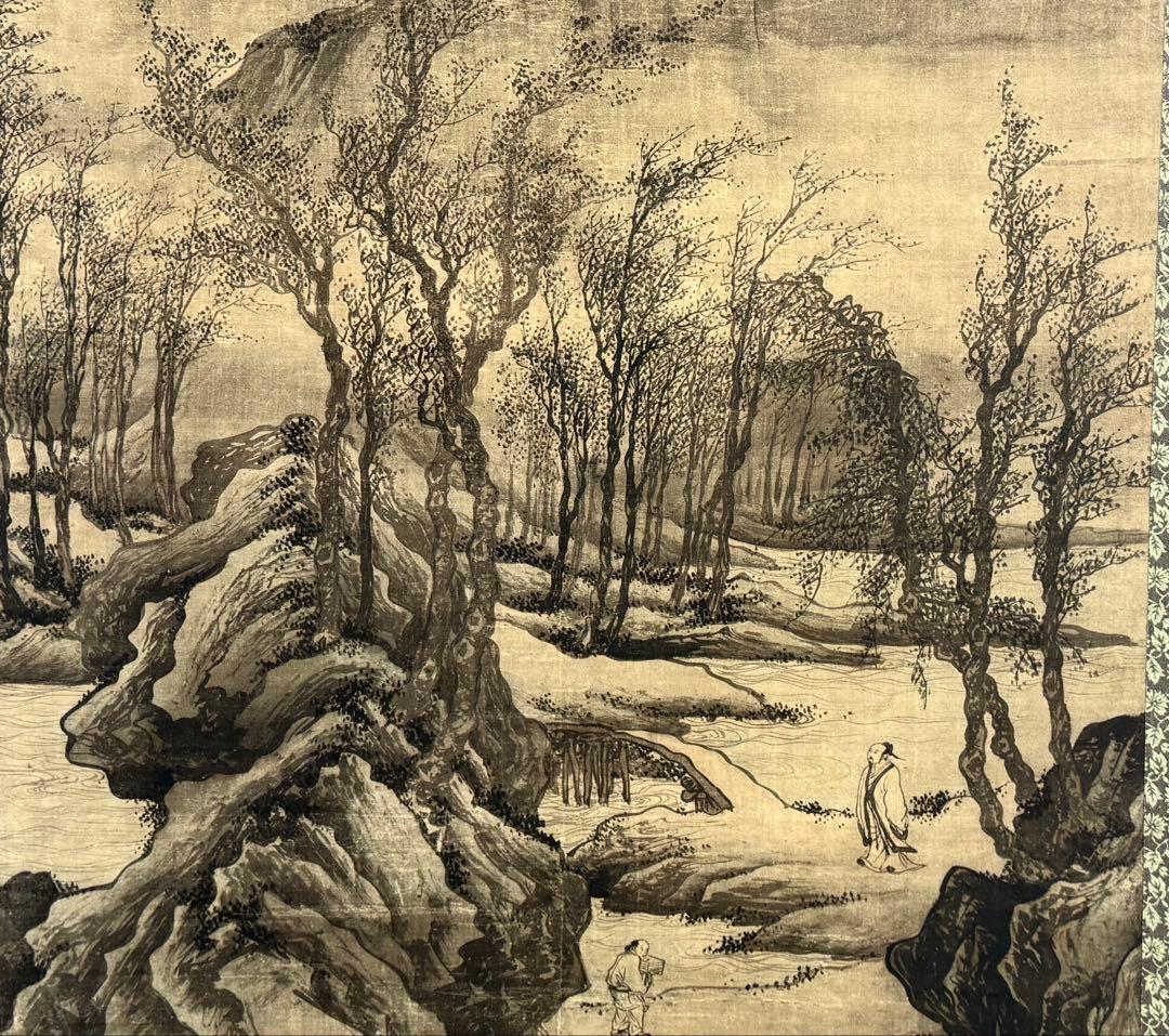 中国　明時代　唐寅　歩渓圖　絹本　原色複製　◇検故宮博物館◇ 一鼎軒0926