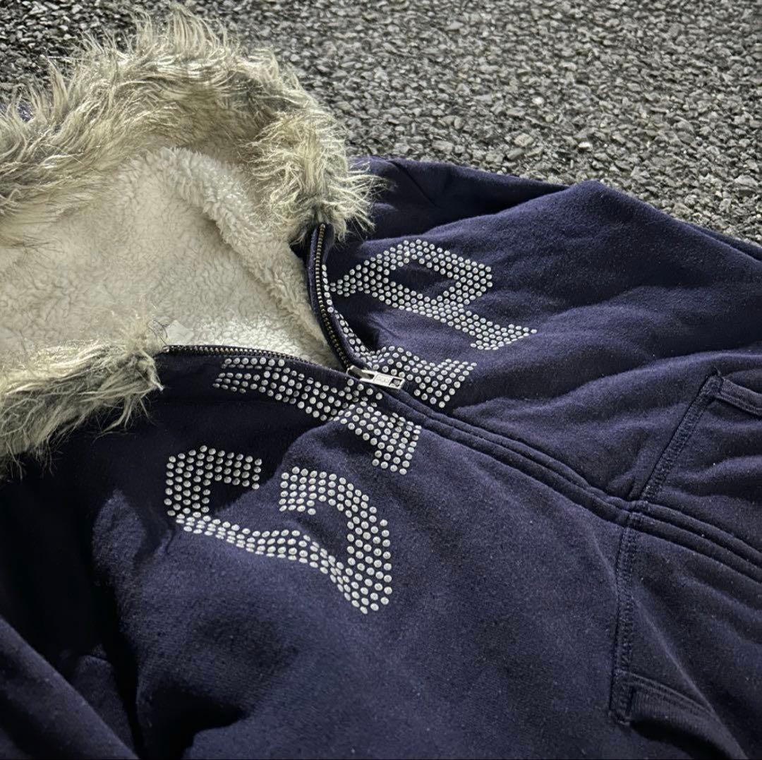 トップス 00s archive GAP fur zip hoodie Y2K
