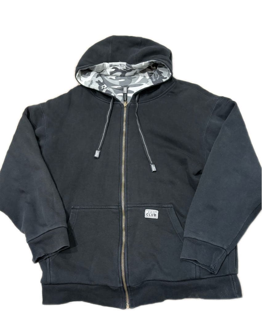 00s PRO CLUB リバーシブルジップパーカー 迷彩柄サーマル