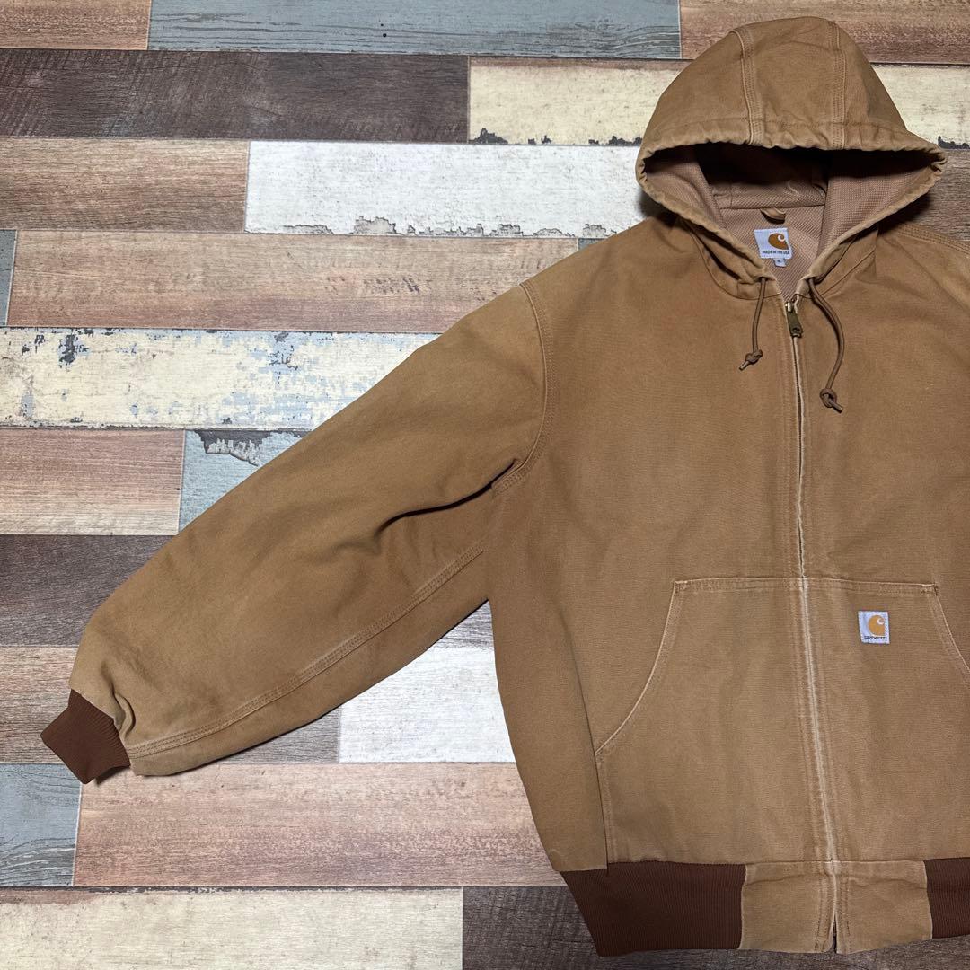 美品Carhartt カーハートXLダックジャケットフード付きブラウン