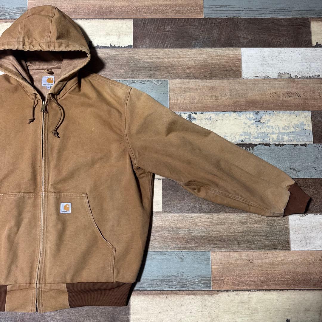 美品Carhartt カーハートXLダックジャケットフード付きブラウン
