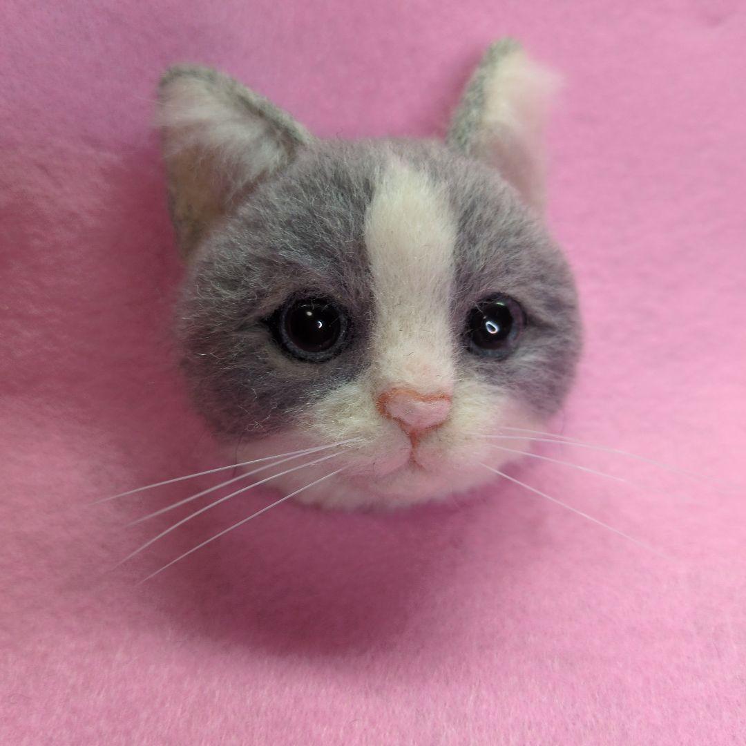 羊毛フェルト 猫の顔 キーホルダーセット