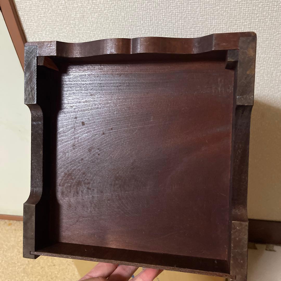 日光彫？軽井沢彫？　木製花柄彫刻箪笥　3段引き出し　家具　アンテーク