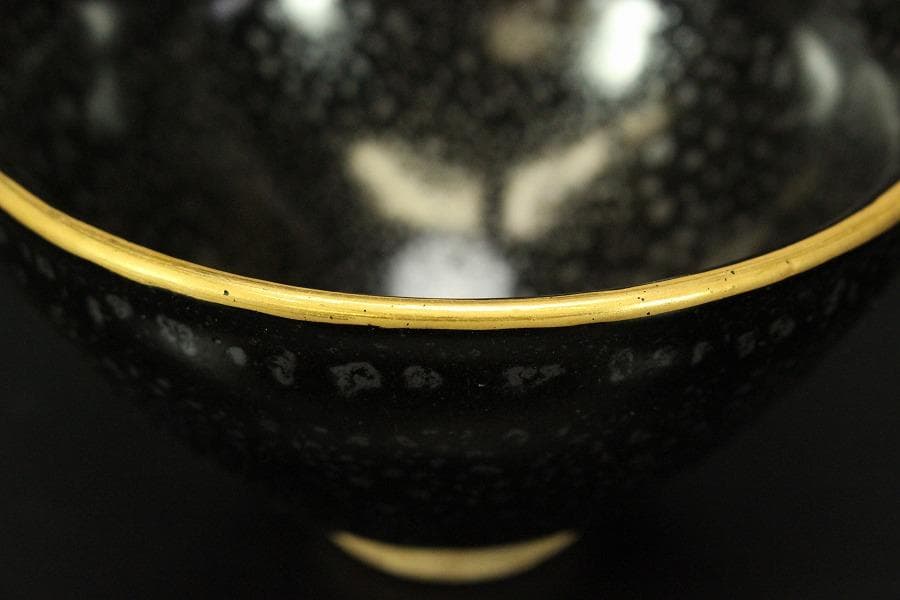 茶道具 油滴天目茶碗 塗り台 二件(ZE616)