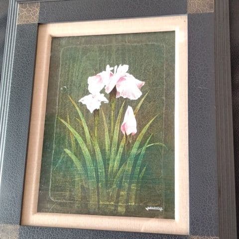 人気画家　増本憲樹　作（原画） 菖蒲 絵の部分32×22 F4号 定価　40万