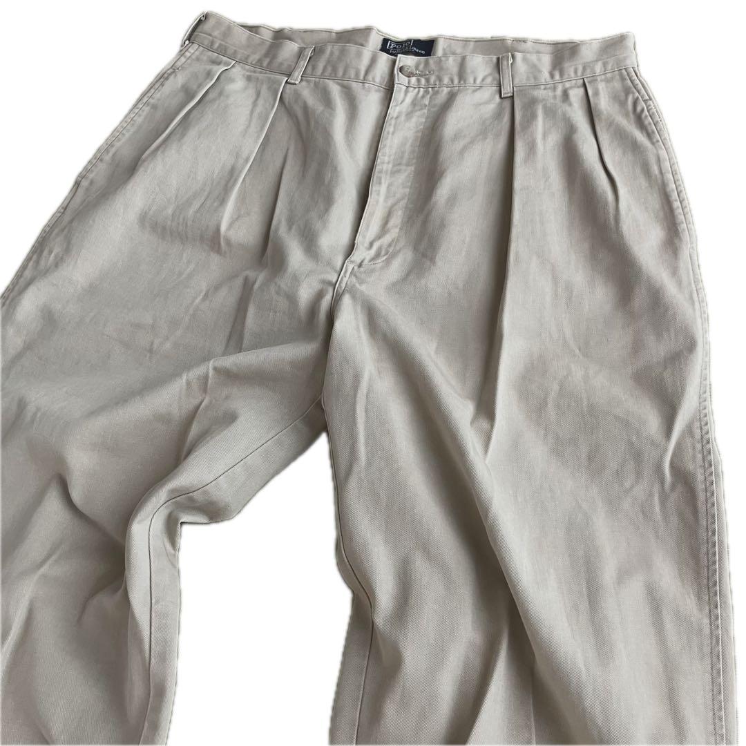 90s USA製ラルフローレンツータックチノパン　ポロチノ　ボックス　W36