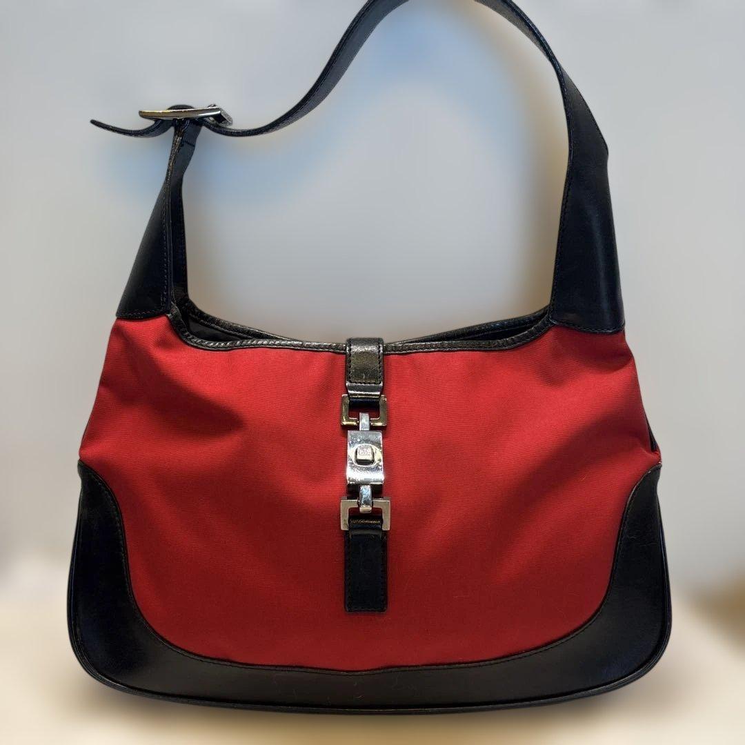 GUCCI グッチ ジャッキー ワンショルダーバッグ 赤×黒