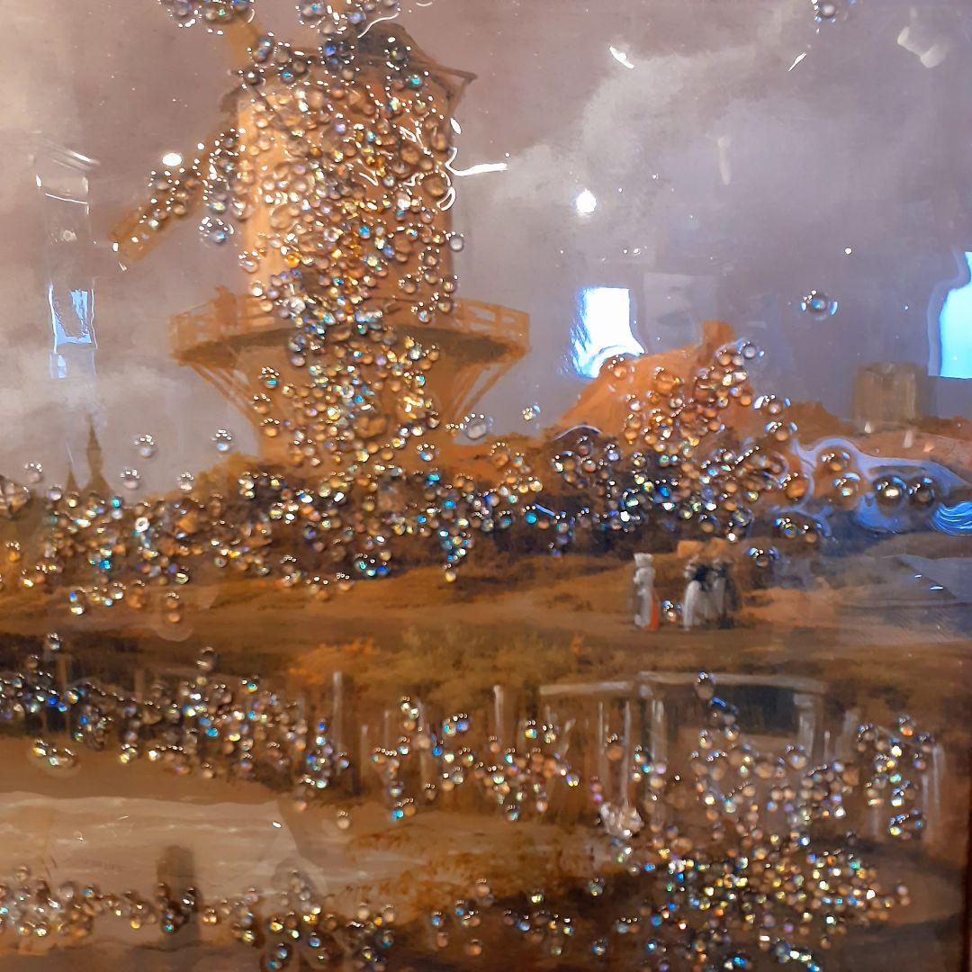 輸入雑貨　天然石　フェルメール作　『デルフトの眺望 』　水晶絵　クリスタルアート