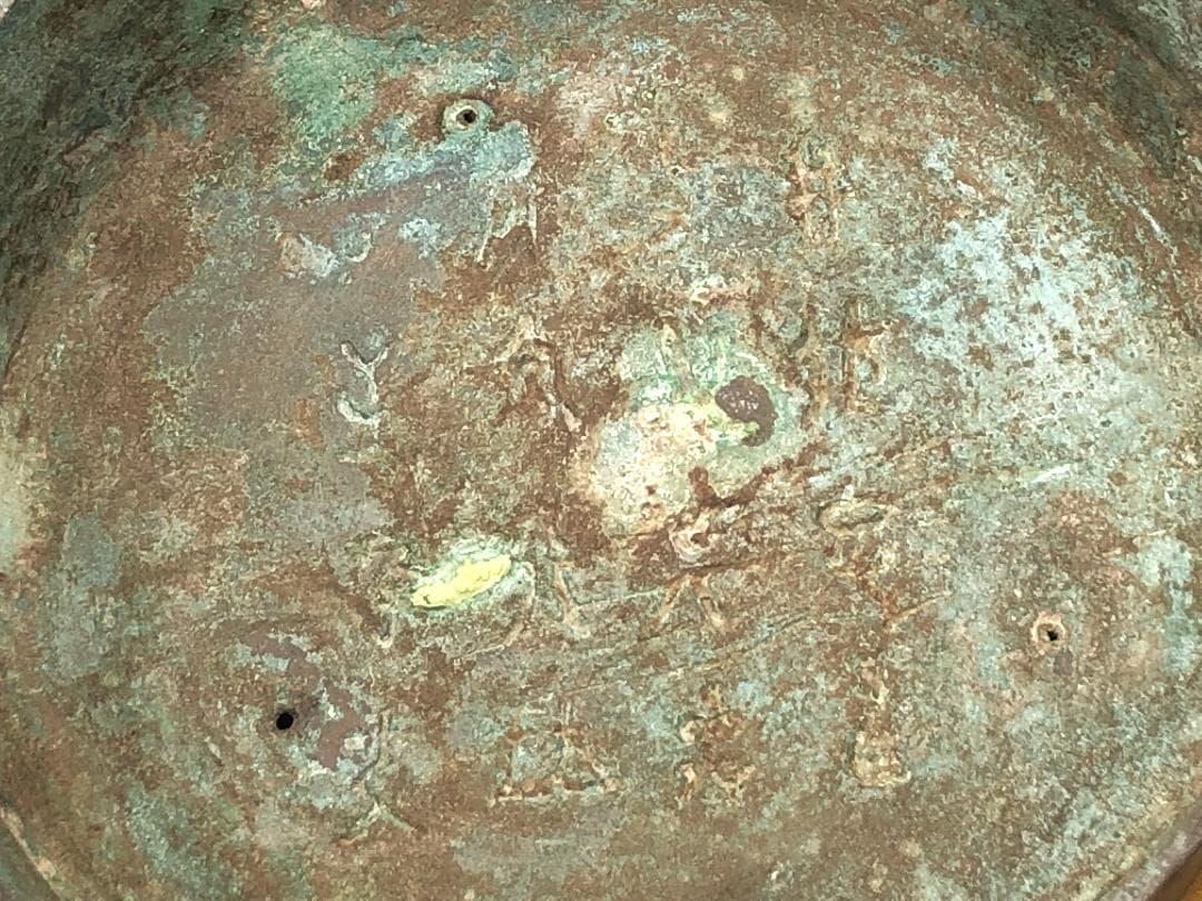 【 中国古代金銅製狩猟戰図文花器 】　惣型鋳造　戦国時代（東周朝）～後代