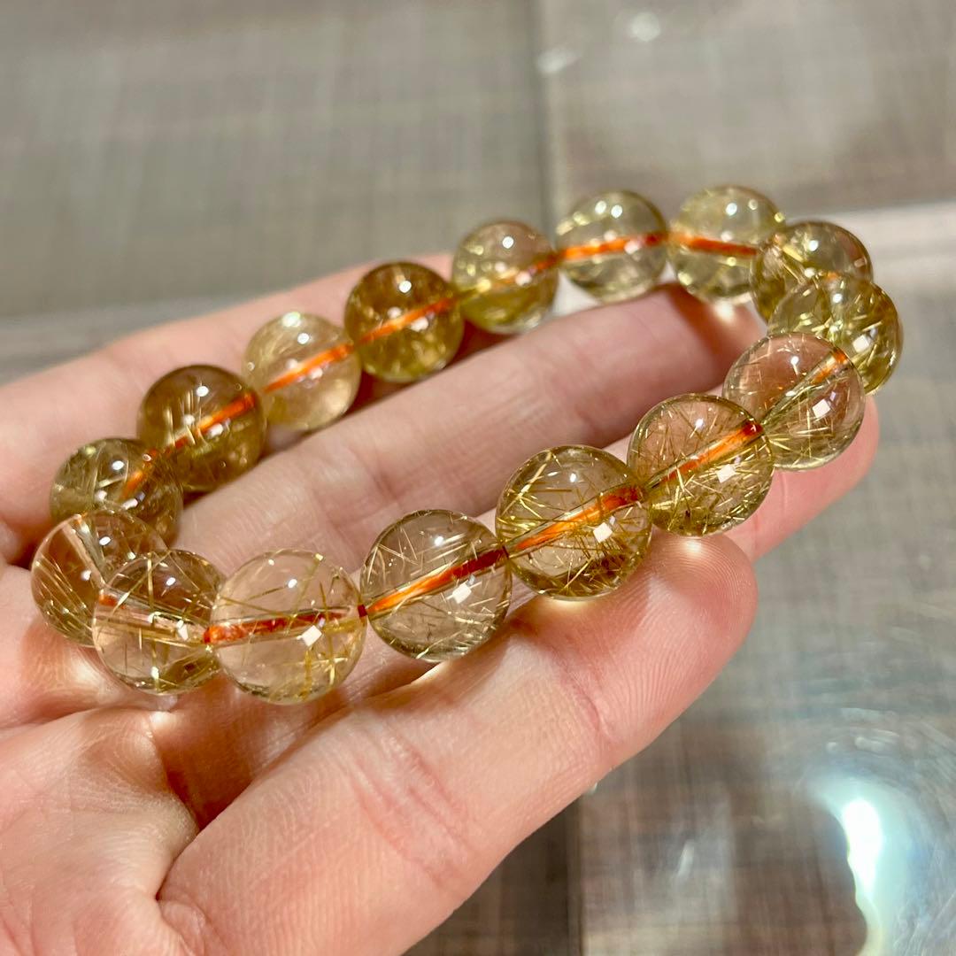 無着色の針　ゴールドルチルブレスレット　ルチルクォーツ　9-13