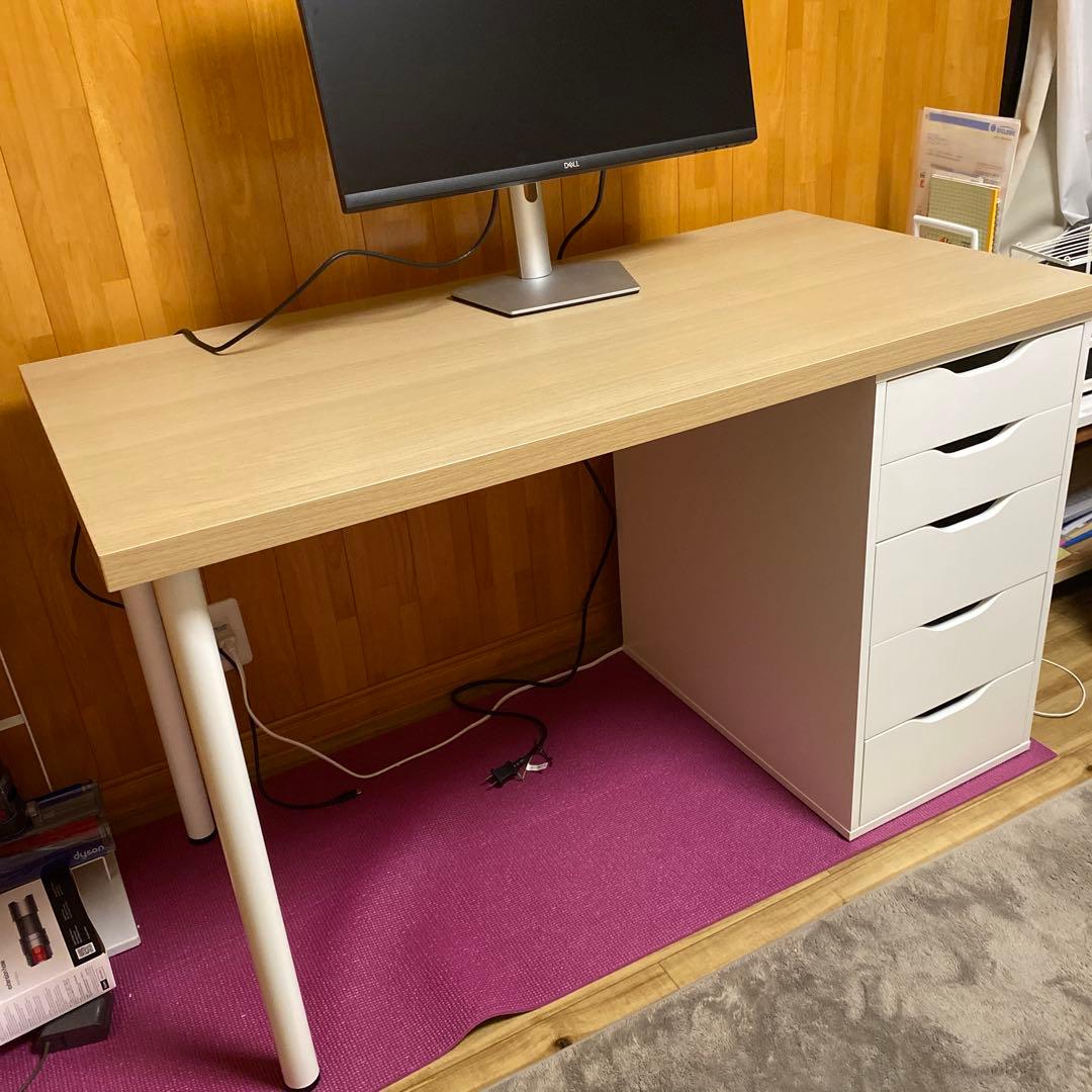 IKEAラグカプテン アレクス デスク ホワイトステインオーク120x60 cm