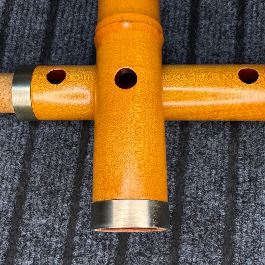 尺八 銘木(楓) 和田謹製 琴風調 二印 一尺八寸管