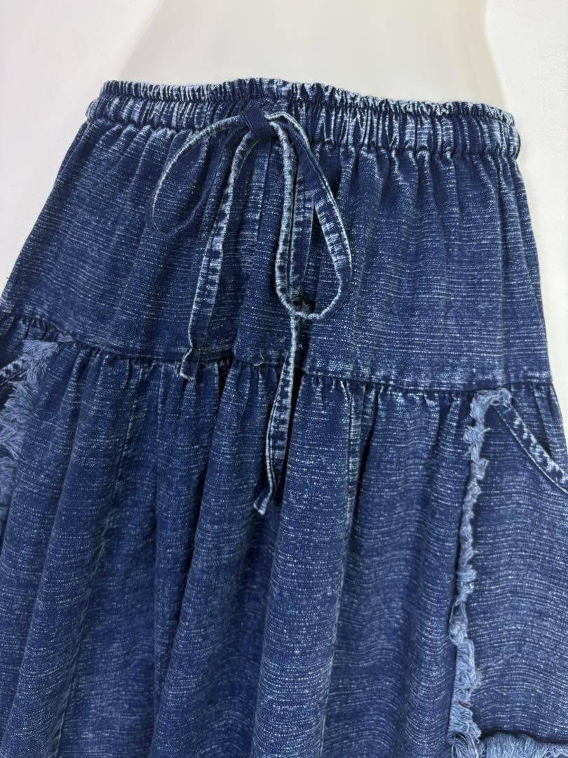 【新品】藍染　ストーンウォッシュ　サルエルパンツ 男女兼用　F441-29