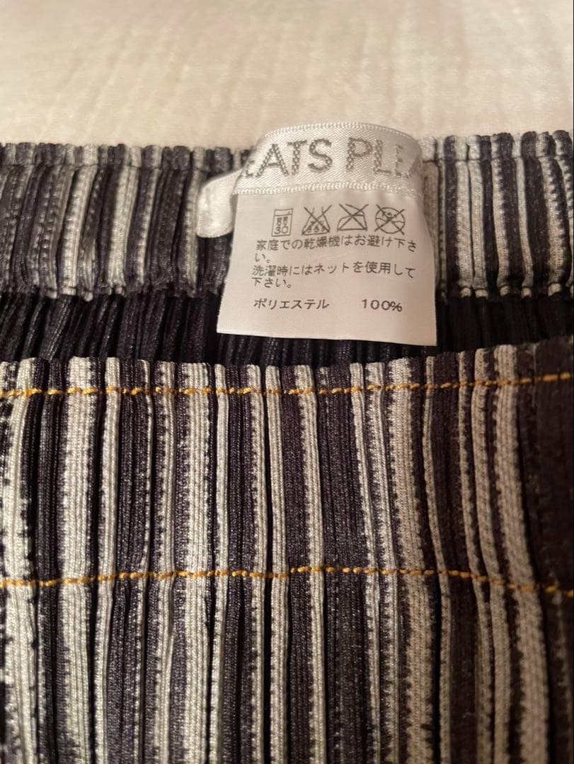 イッセイミヤケプリーツプリーズ デニム転写プリント　プリーツスカート