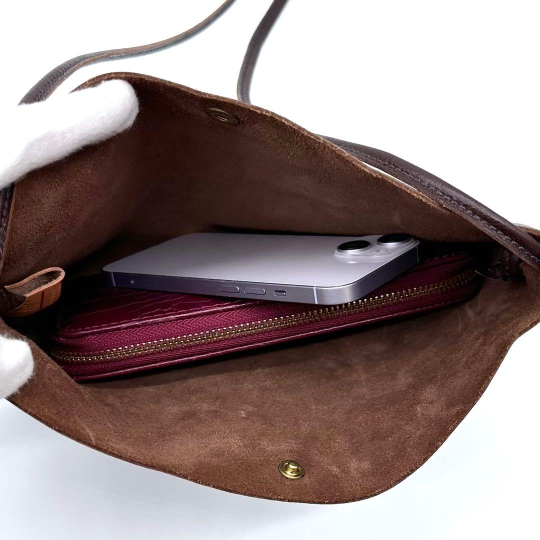 極美品✨ILBISONTE イルビゾンテ クロスボディバッグ 牛革 Dブラウン