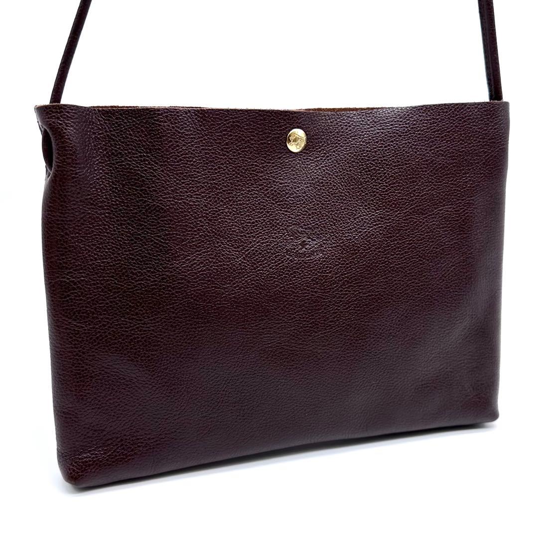 極美品✨ILBISONTE イルビゾンテ クロスボディバッグ 牛革 Dブラウン