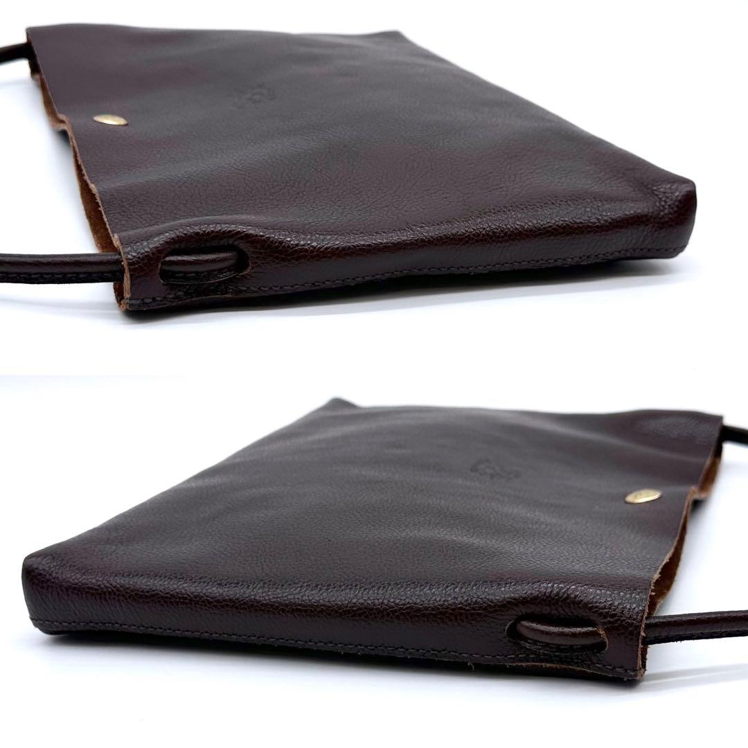 極美品✨ILBISONTE イルビゾンテ クロスボディバッグ 牛革 Dブラウン