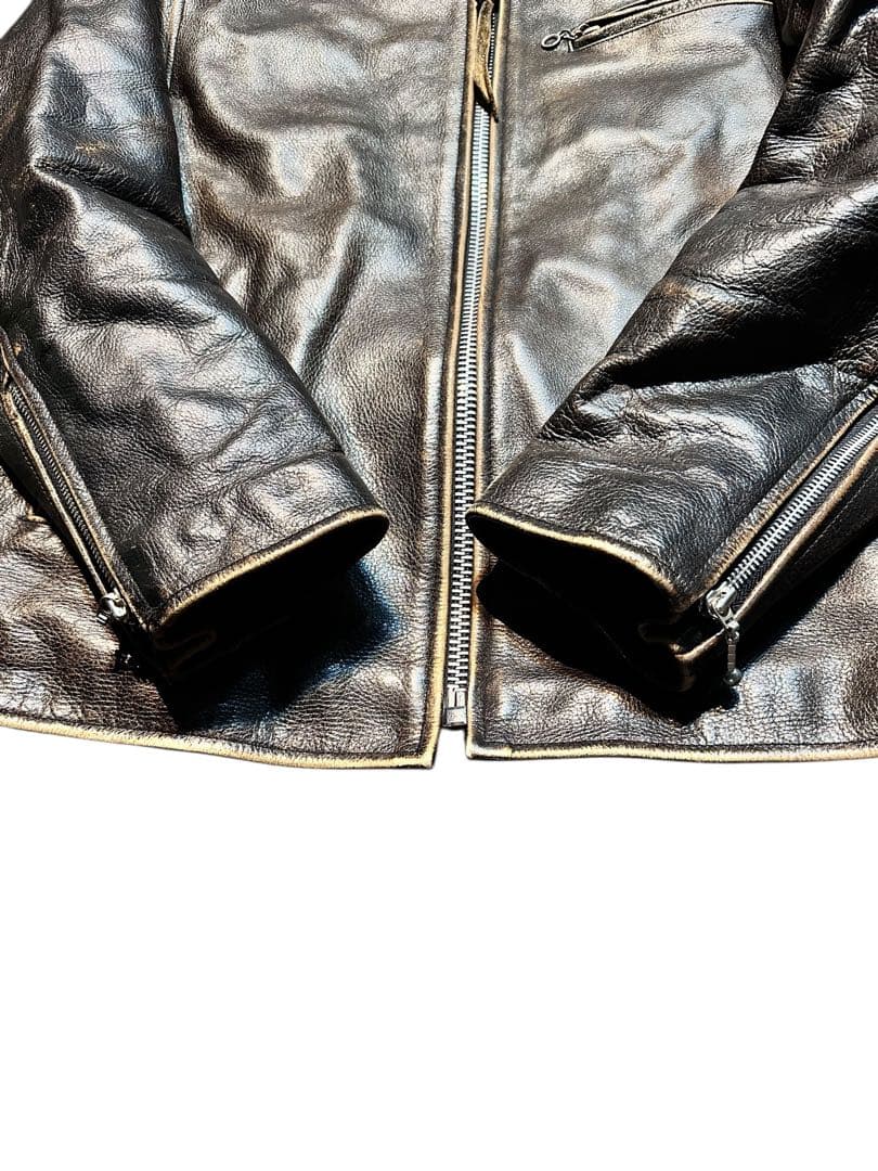 希少！ビンテージ加工！R.B.C 本革シングルライダースジャケット size L