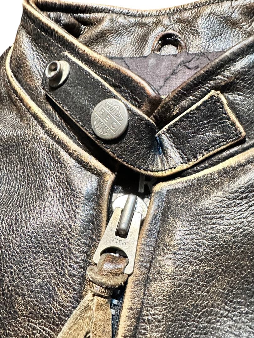 希少！ビンテージ加工！R.B.C 本革シングルライダースジャケット size L