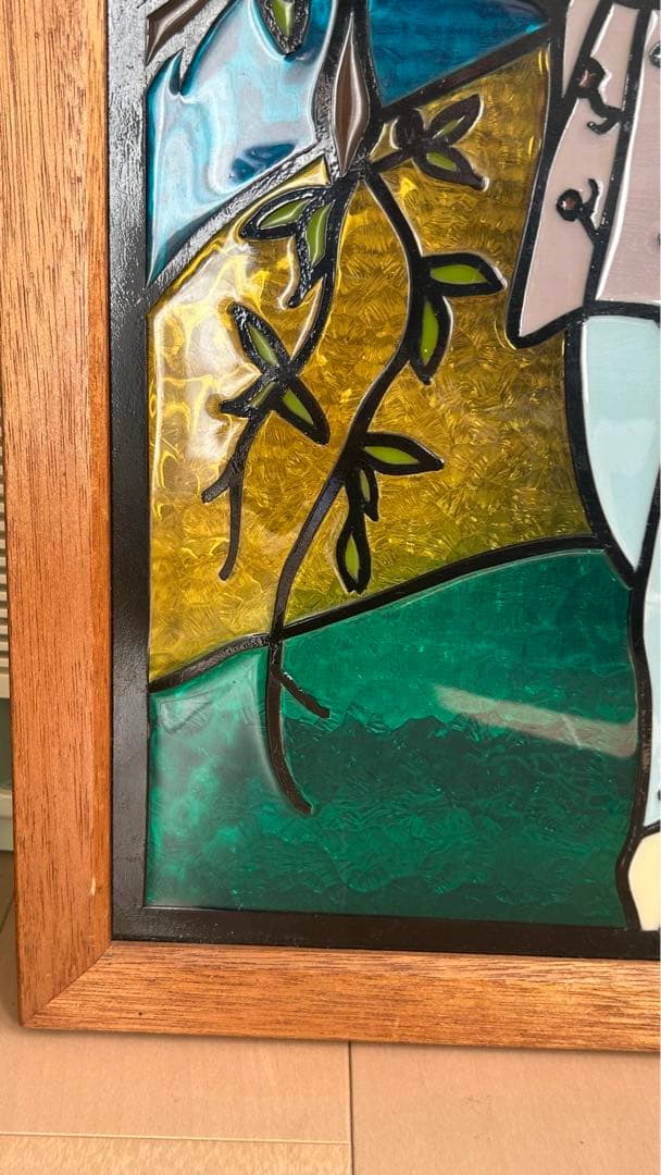 【大サイズ】　ステンドグラス　パネル　額付き