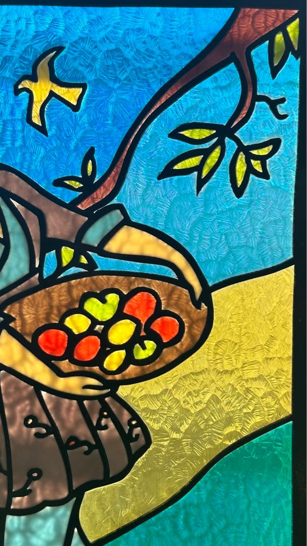 【大サイズ】　ステンドグラス　パネル　額付き