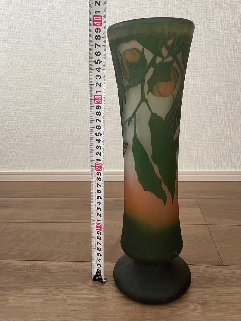 ドームナンシー Daum Nancy アールヌーヴォー色硝子果実文掘花生 花瓶