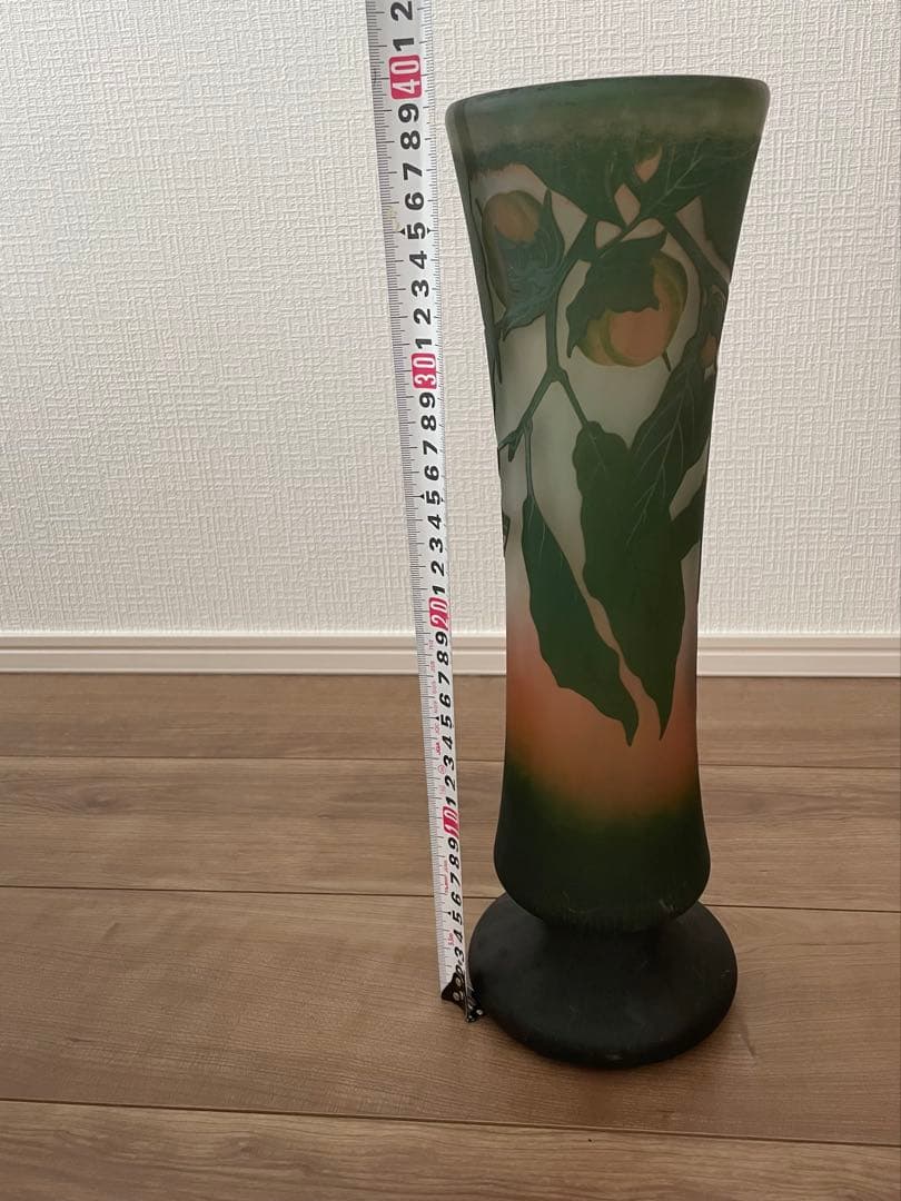 ドームナンシー Daum Nancy アールヌーヴォー色硝子果実文掘花生 花瓶