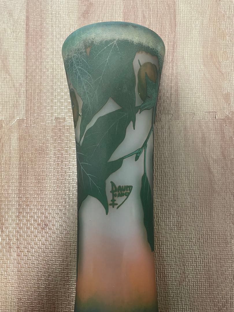 ドームナンシー Daum Nancy アールヌーヴォー色硝子果実文掘花生 花瓶