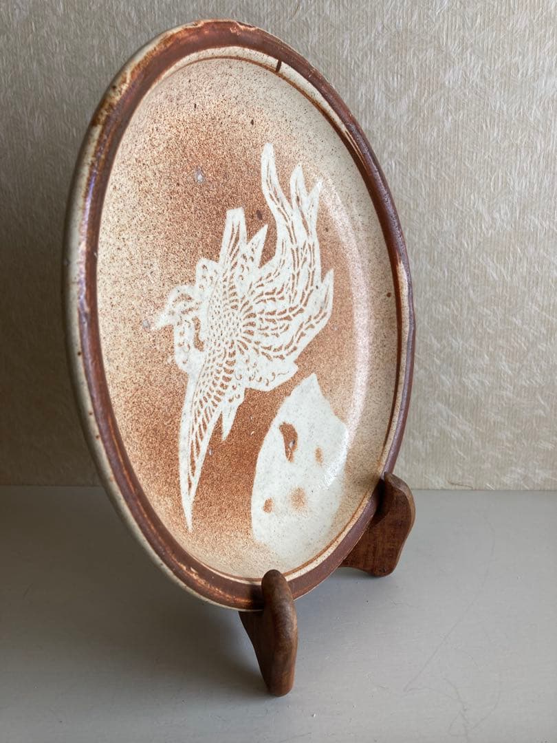 ◾️鳳凰図 陶皿 25cm江戸中期様式 あてがみ技法｜吉祥寺・三鷹アンティーク購入