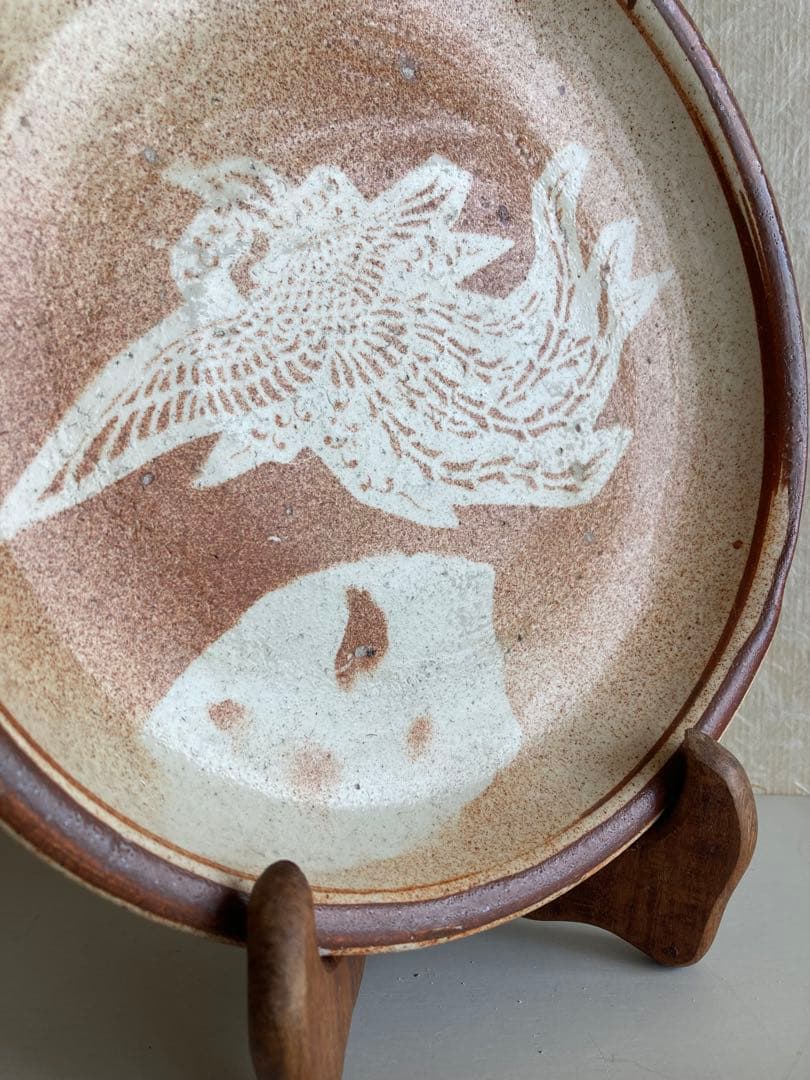 ◾️鳳凰図 陶皿 25cm江戸中期様式 あてがみ技法｜吉祥寺・三鷹アンティーク購入