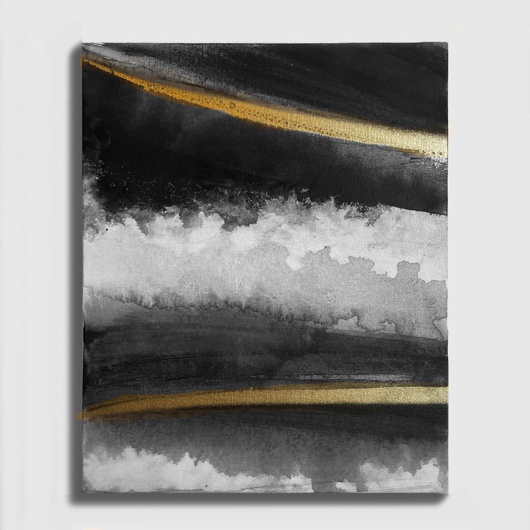 黒金の抽象画3枚組｜F3 キャンバス　現代アート　アートパネル　壁掛け　絵画