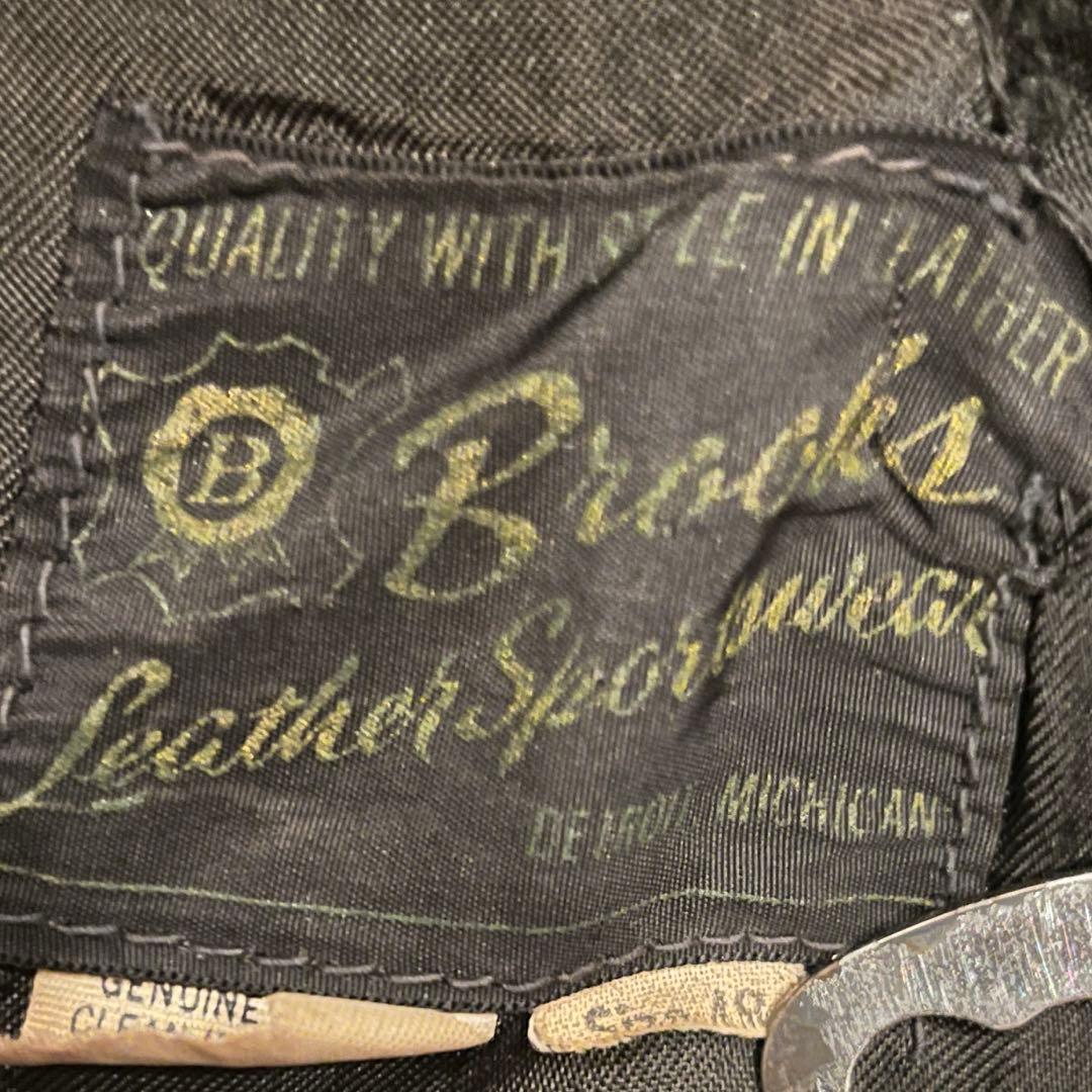 60s 70s ブルックス シングルライダースジャケット 48 XL ボロ