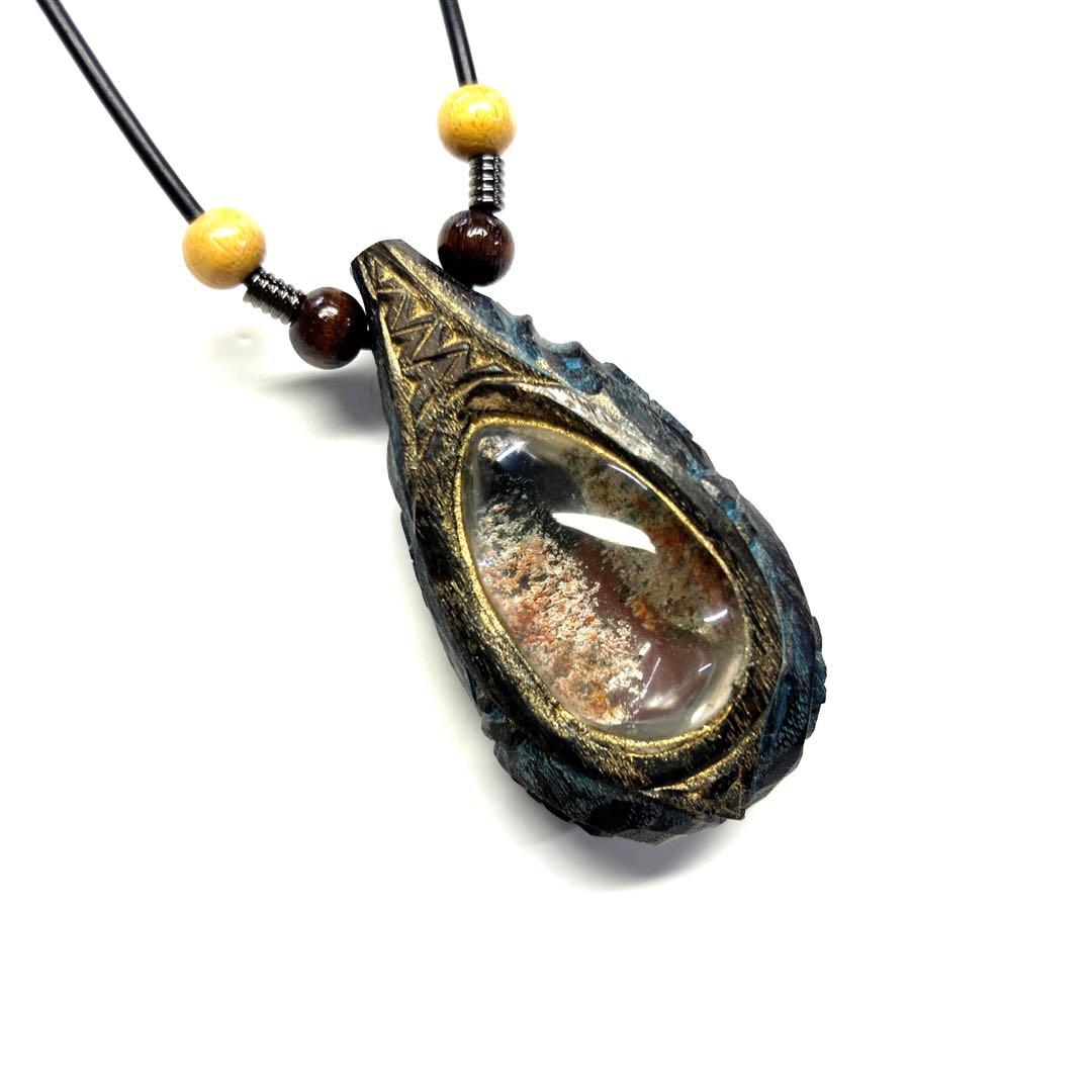 北海道アイヌコタン　西田智三さんネックレス　天然石　ガーデンクォーツ　クリソコラ